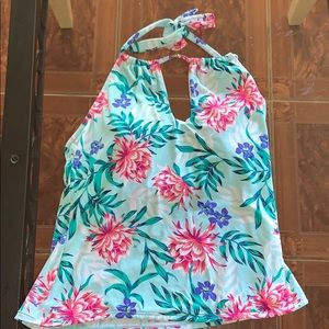 Floral blue tankini top